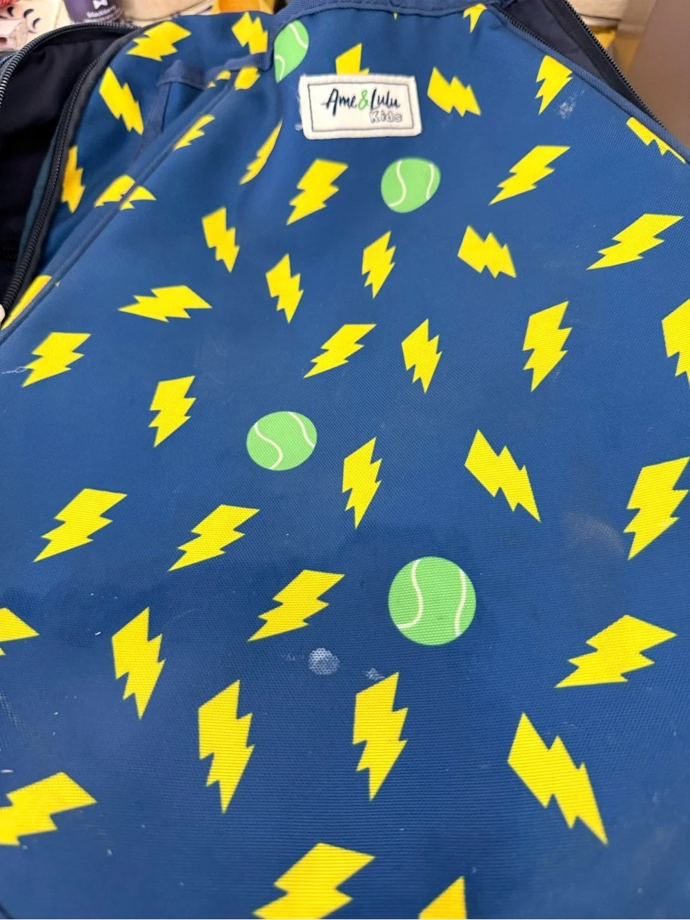 Kids Navy Blue Lightning & Tennis Ball Backpack by